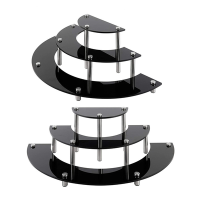 3 Tiers Half Moon Shelf Unit Table Top Retail Display Riser Acrylic Black Acrylic Spice Jar Rack