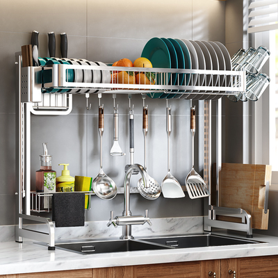 Viable Supply Wholesale Dish Drying Rack Silver Stainless Steel Dish Rack Kitchen Storage Racks Height-Adjustable Fast Delivery
