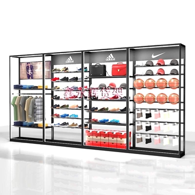 Most Popular Single Sided No Mesh Luminous Mental Shoe Clothing Display Stand Rack