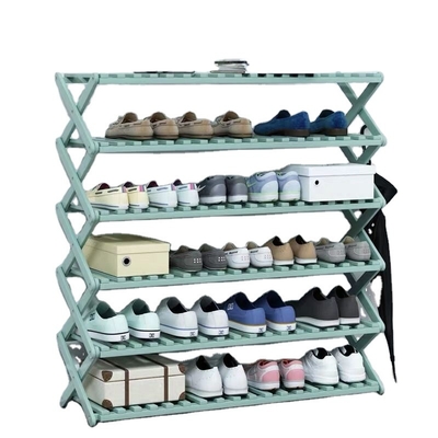 (Other) Adjustable Solid Wood Bamboo Dark Wooden Slipper Door Simplicity Modern Simple Multi Folding Dorm Room Diaper Shoe Rack