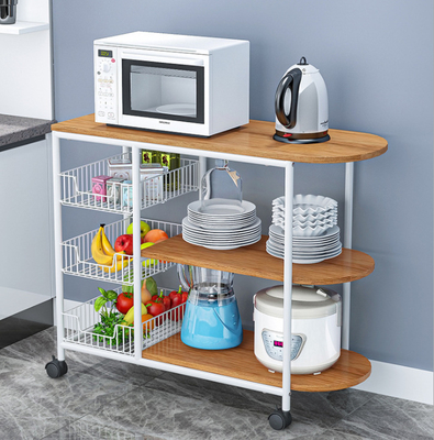 Eco-friendly Material Floor Storage Household Kitchen Countertop Microwave Storage Rack Multifunctional Shelf