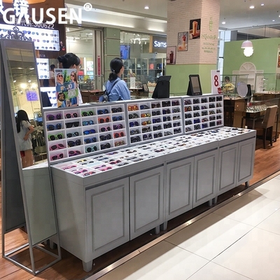 Modern Wooden Optical Shop Glass Display Showcase / Customized Sunglasses Display Rack