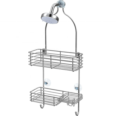Space Saving Shower Hanging Caddy, Shower Organizer Over Shower Head, Rustproof Stainless Steel Bathroom Storage Rack With Hooks