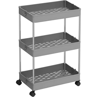 Modern Hot Sale Simple 3 Tier Storage Trolley Tending Rolling Service Organizer Cart Storage Shelves With Plastic Basket